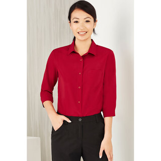 WORKWEAR, SAFETY & CORPORATE CLOTHING SPECIALISTS Florence Womens Plain 3/4 Sleeve Shirt - Cherry