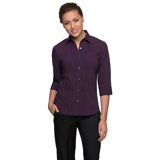 WORKWEAR, SAFETY & CORPORATE CLOTHING SPECIALISTS City-Stretch Spot 3/4 Shirt - Ladies - Grape