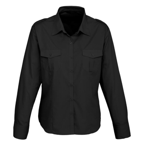 WORKWEAR, SAFETY & CORPORATE CLOTHING SPECIALISTS - BC-S117LL Ladies Epaulette Long Sleeve Shirt-Black-12