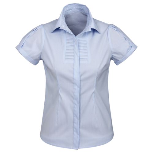 WORKWEAR, SAFETY & CORPORATE CLOTHING SPECIALISTS BC-S121LS Ladies Berlin Short Sleeve Shirt-Blue Stripe-18