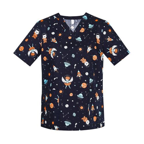 WORKWEAR, SAFETY & CORPORATE CLOTHING SPECIALISTS Space Party Womens Scrub Top