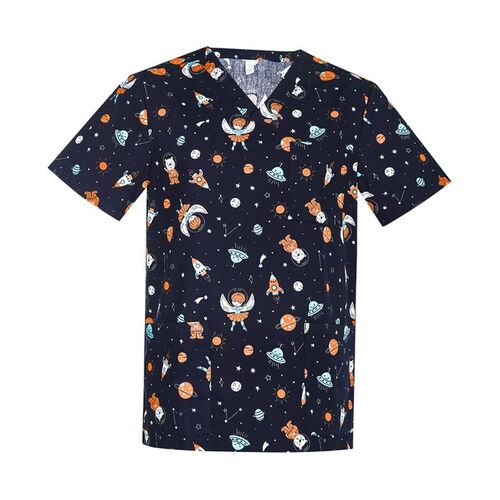 WORKWEAR, SAFETY & CORPORATE CLOTHING SPECIALISTS Space Party Mens Scrub Top