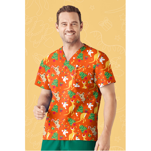 WORKWEAR, SAFETY & CORPORATE CLOTHING SPECIALISTS - Mens S/S Xmas Scrub Top