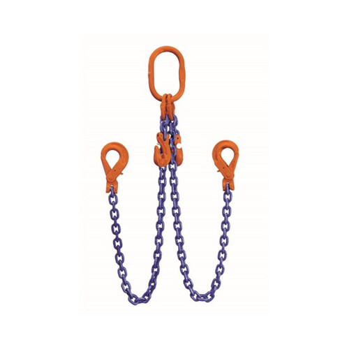 WORKWEAR, SAFETY & CORPORATE CLOTHING SPECIALISTS - Csa G100 8mm 2Leg 3Mtr C/W Clevis Self Locking Hooks & Clevis Grab Hook