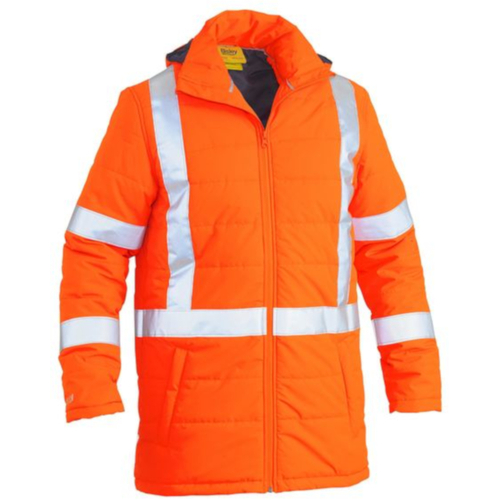 WORKWEAR, SAFETY & CORPORATE CLOTHING SPECIALISTS - TAPED HI VIS PUFFER JACKET WITH X BACK