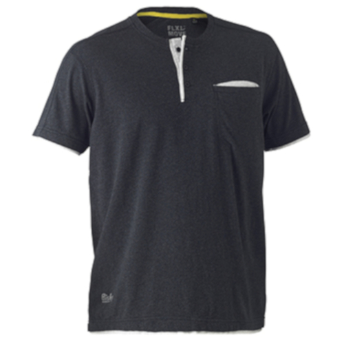 WORKWEAR, SAFETY & CORPORATE CLOTHING SPECIALISTS - FLEX & MOVE  COTTON HENLEY TEE - SHORT SLEEVE