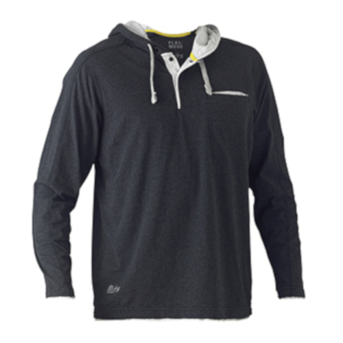 WORKWEAR, SAFETY & CORPORATE CLOTHING SPECIALISTS - FLEX & MOVE  COTTON HOODIE TEE - LONG SLEEVE