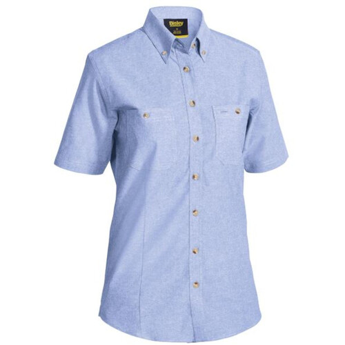 WORKWEAR, SAFETY & CORPORATE CLOTHING SPECIALISTS - WOMENS SHORT SLEEVE CHAMBRAY SHIRT