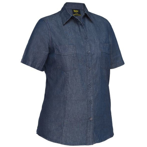 WORKWEAR, SAFETY & CORPORATE CLOTHING SPECIALISTS - WOMENS SHORT SLEEVE DENIM WORK SHIRT