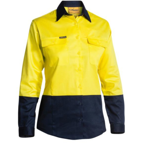 WORKWEAR, SAFETY & CORPORATE CLOTHING SPECIALISTS - WOMENS HI VIS DRILL SHIRT - LONG SLEEVE