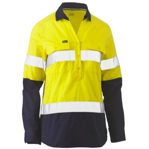 WORKWEAR, SAFETY & CORPORATE CLOTHING SPECIALISTS - WOMENS TAPED HI VIS STRETCH V-NECK SHIRT