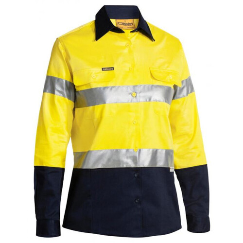 WORKWEAR, SAFETY & CORPORATE CLOTHING SPECIALISTS - WOMENS 3M TAPED HI VIS DRILL SHIRT - LONG SLEEVE