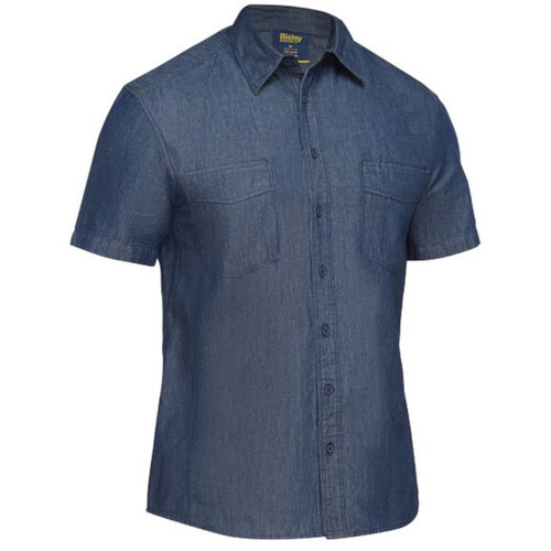 WORKWEAR, SAFETY & CORPORATE CLOTHING SPECIALISTS - MENS SHORT SLEEVE DENIM WORK SHIRT