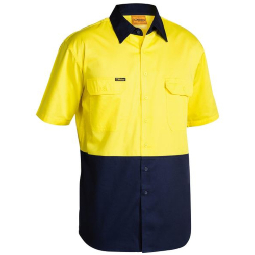 WORKWEAR, SAFETY & CORPORATE CLOTHING SPECIALISTS - COOL LIGHTWEIGHT HI VIS DRILL SHIRT - SHORT SLEEVE