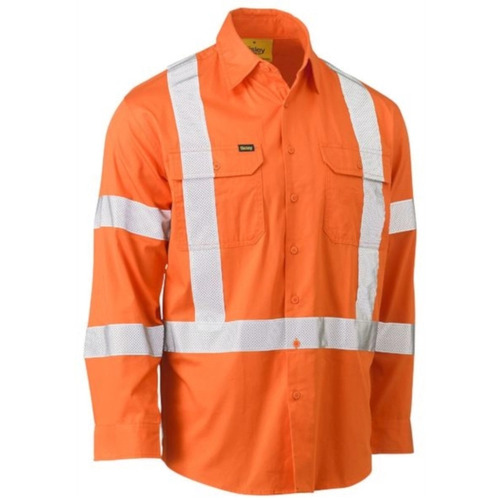 WORKWEAR, SAFETY & CORPORATE CLOTHING SPECIALISTS TAPED X-BACK BIOMOTION COOL LIGHTWEIGHT HI VIS DRILL SHIRT - LONG SLEEVE 1
