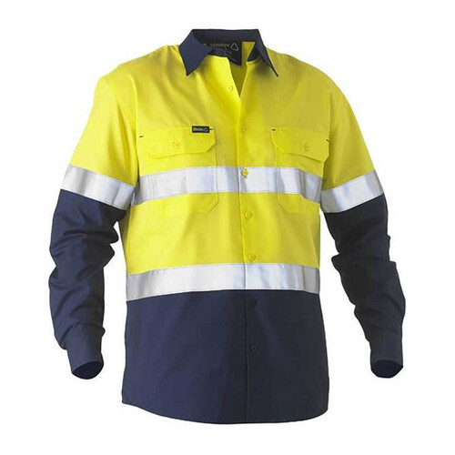 WORKWEAR, SAFETY & CORPORATE CLOTHING SPECIALISTS TAPED TWO TONE HI VIS RECYCLED DRILL SHIRT