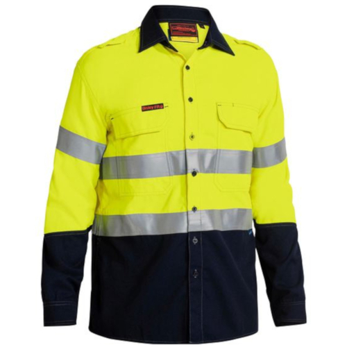 WORKWEAR, SAFETY & CORPORATE CLOTHING SPECIALISTS - TENCATE TECASAFE  PLUS 580 TAPED HI VIS LIGHTWEIGHT FR VENTED SHIRT - LONG SLEEVE