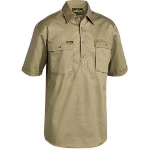 WORKWEAR, SAFETY & CORPORATE CLOTHING SPECIALISTS - CLOSED FRONT COTTON DRILL SHIRT - SHORT SLEEVE