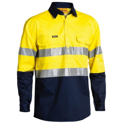 WORKWEAR, SAFETY & CORPORATE CLOTHING SPECIALISTS - 3M TAPED CLOSED FRONT COOL LIGHTWEIGHT HI VIS SHIRT - LONG SLEEVE