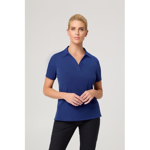 WORKWEAR, SAFETY & CORPORATE CLOTHING SPECIALISTS Ella S/Slv Detail Polo Top w/side Splits - Ladies