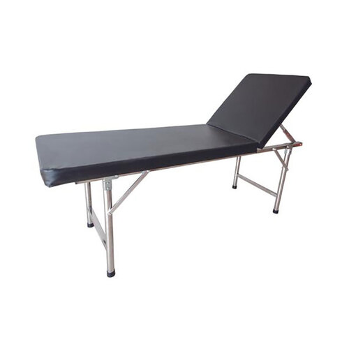 WORKWEAR, SAFETY & CORPORATE CLOTHING SPECIALISTS - Examination Table, Stainless Steel Frame, Leather Upholstered Couch, Adjustable Head Section Up To 70 Degrees. - Gst Free