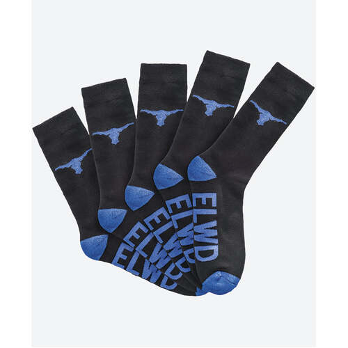 WORKWEAR, SAFETY & CORPORATE CLOTHING SPECIALISTS - EWD901_016 Workwear Crew socks 5PK assorted-Black/Blue-7-11