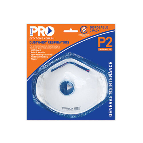 WORKWEAR, SAFETY & CORPORATE CLOTHING SPECIALISTS P2 with Valve  Respirators in Blister Pack - 3 Pk