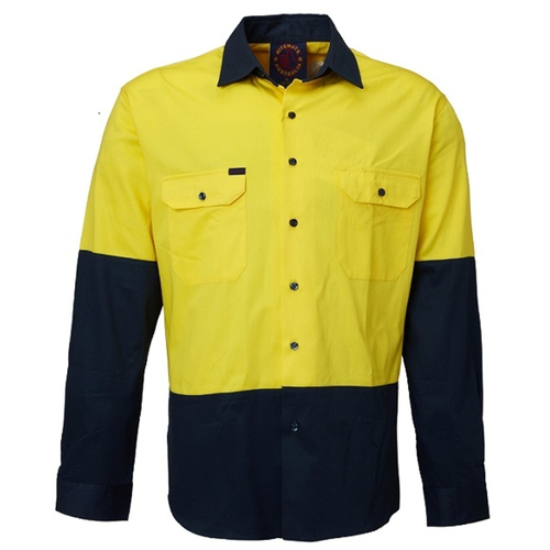 WORKWEAR, SAFETY & CORPORATE CLOTHING SPECIALISTS Open Front 2 Tone L/S Shirt