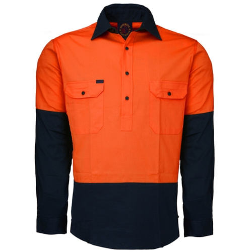 WORKWEAR, SAFETY & CORPORATE CLOTHING SPECIALISTS - Closed Front 2 Tone L/S Shirt