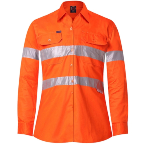 WORKWEAR, SAFETY & CORPORATE CLOTHING SPECIALISTS - Ladies Long Sleeve Vented Shirts w/ 3M 8910 Reflective Tape