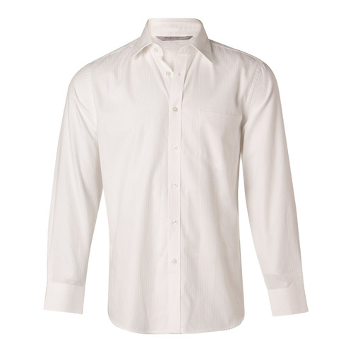 WORKWEAR, SAFETY & CORPORATE CLOTHING SPECIALISTS - Men's Mini Herringbone Long Sleeve Shirt