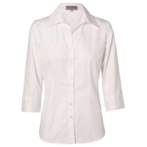 WORKWEAR, SAFETY & CORPORATE CLOTHING SPECIALISTS - Women's Self Stripe 3/4 Sleeve Shirt