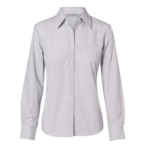 WORKWEAR, SAFETY & CORPORATE CLOTHING SPECIALISTS Women's Fine Stripe Long Sleeve Shirt