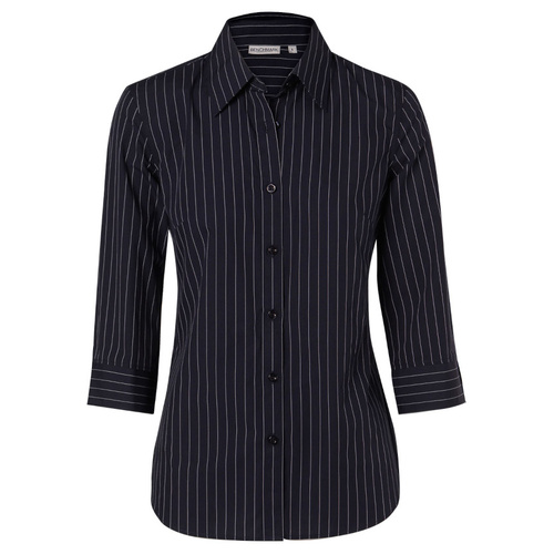 WORKWEAR, SAFETY & CORPORATE CLOTHING SPECIALISTS - Women's Pin Stripe 3/4 Sleeve Shirt