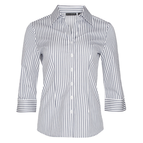 WORKWEAR, SAFETY & CORPORATE CLOTHING SPECIALISTS - Ladies  Sateen Stripe 3/4 Sleeve Shirt