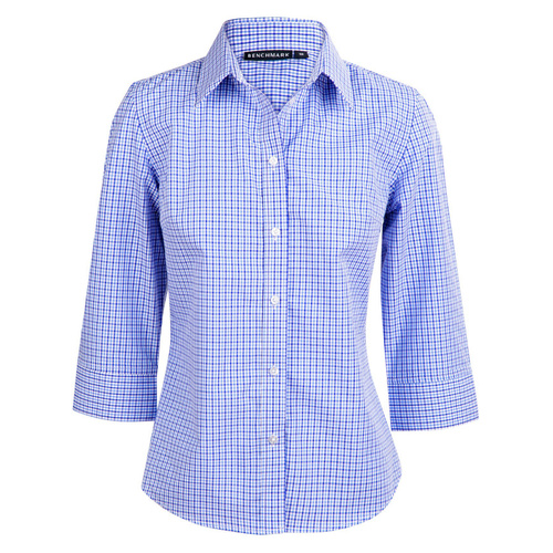 WORKWEAR, SAFETY & CORPORATE CLOTHING SPECIALISTS Ladies' Two Tone Check 3/4 Sleeve Shirt
