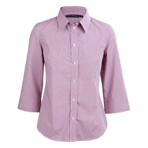 WORKWEAR, SAFETY & CORPORATE CLOTHING SPECIALISTS - Ladies' Two Tone Mini Check 3/4 Sleeve Shirt