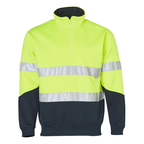 WORKWEAR, SAFETY & CORPORATE CLOTHING SPECIALISTS - Hi-Vis L/S Fleecy Collar Sweater 3M Tapes