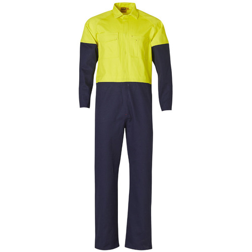 WORKWEAR, SAFETY & CORPORATE CLOTHING SPECIALISTS - Hi-Vis Two Tone Men's Cotton Drill Coverall-Regular