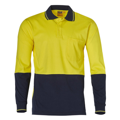 WORKWEAR, SAFETY & CORPORATE CLOTHING SPECIALISTS - Hi-Vis Cotton Two Tone L/S Safety Polo