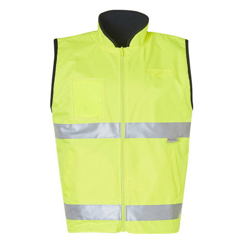 WORKWEAR, SAFETY & CORPORATE CLOTHING SPECIALISTS - Hi-Vis Reversible Mandarine Collar Safety Vest w/ 3M Tape