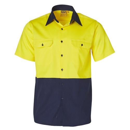 WORKWEAR, SAFETY & CORPORATE CLOTHING SPECIALISTS - Hi-Vis two tone S/S cotton work shirt