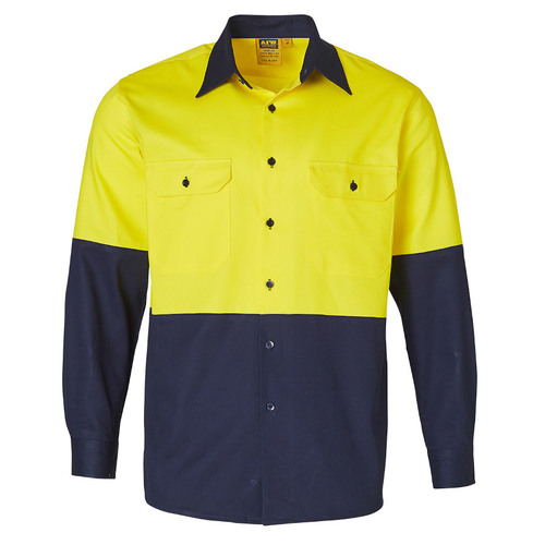 WORKWEAR, SAFETY & CORPORATE CLOTHING SPECIALISTS - Hi-Vis cotton drill shirt L/S