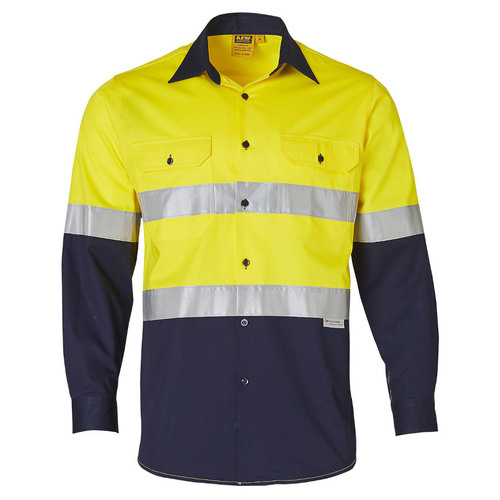 WORKWEAR, SAFETY & CORPORATE CLOTHING SPECIALISTS - Hi-Vs cotton drill shirt  3M tape