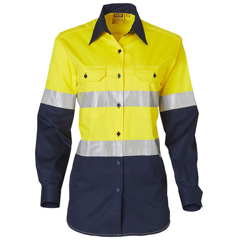 WORKWEAR, SAFETY & CORPORATE CLOTHING SPECIALISTS - Ladies' Hi-Vis L/S Safety Shirt 3M Tape