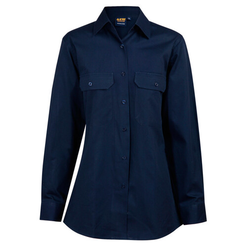 WORKWEAR, SAFETY & CORPORATE CLOTHING SPECIALISTS - Ladies Cotton Drill Long Sleeves Work Shirt